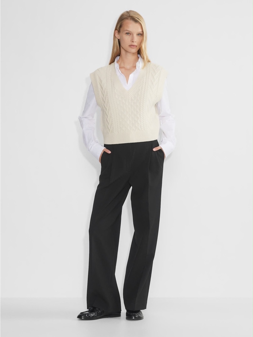 Babaton Emporia Cable Knit V-Neck Sweater Vest